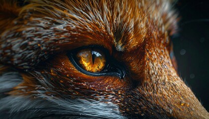 Fiery Gaze An Ultra-Detailed Macro Close-Up of a Fox's Intense Eye