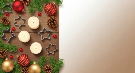Festive Christmas decoration background with copy space for your message