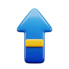 3D Blue Up Arrow Icon Growth Progress Symbol with transparent background