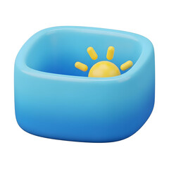 Minimalist 3D Morning Sun Icon Design Element with transparent background