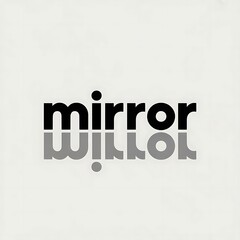 Bold 'mirror' text design with a striking reflection effect, symbolizing duality, reflection, and self-awareness in modern graphic art