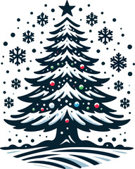 Snowy christmas tree logo icon vector white background .