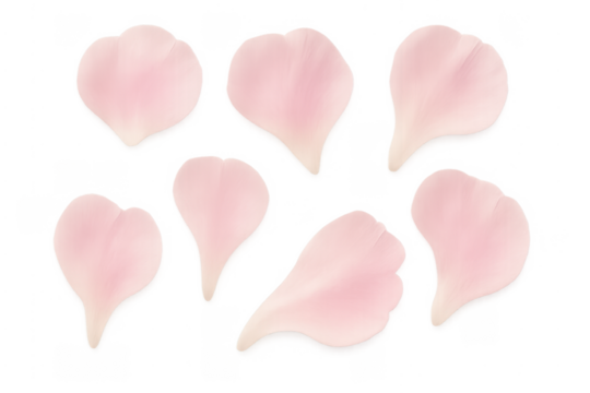 Pink cherry blossom petals floating falling transparent background