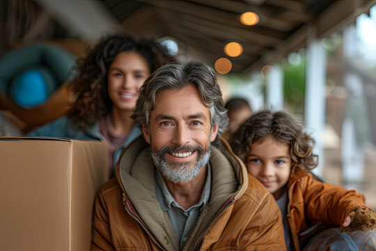 Smiling Family During House Move - Powered by Adobe