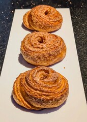 Three Gourmet Sugar and Cinnamon Swirl Pastries