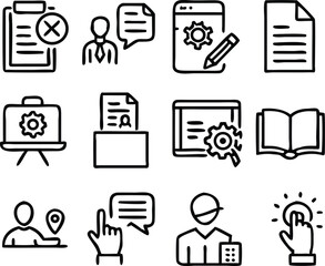 E-learning icon set, Outline illustration of e-learning vector icon set