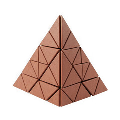 Interlocking terracotta triangle pyramid with geometric design
