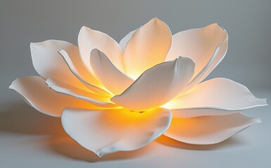 Luminous white flower sculpture organic