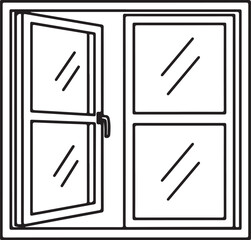 Open and closed window silhouette