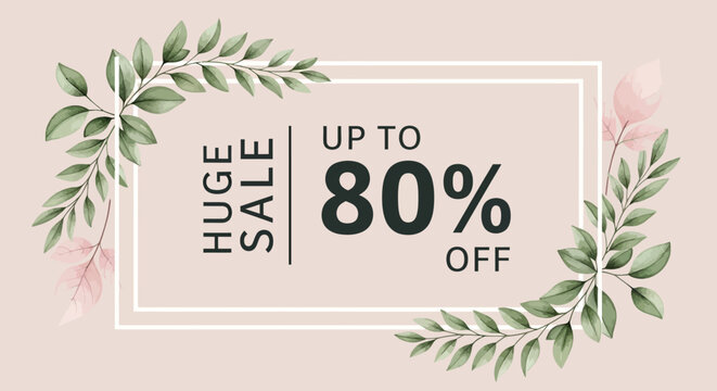Floral Frame Huge Sale Up to 80% Off Promotion Banner