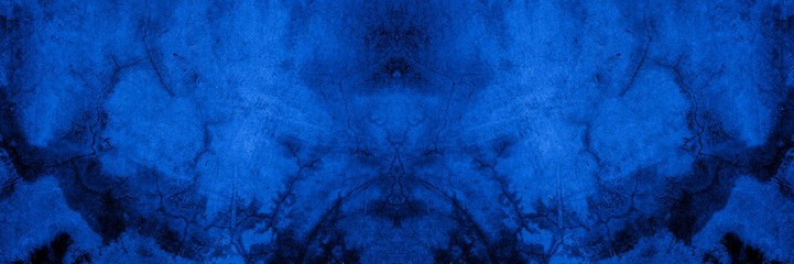 Old wall pattern texture cement blue dark abstract  blue color design are light with black gradient background.