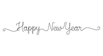Fototapeta premium Elegant Happy New Year Script A Continuous Line Design for Festive Greetings