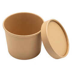Empty brown paper food container with lid, eco-friendly takeaway