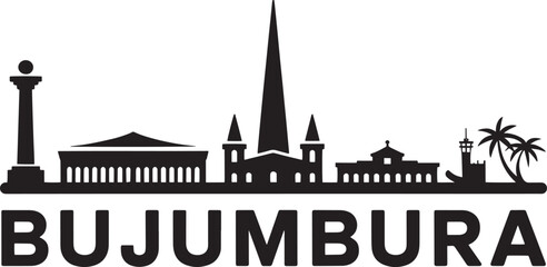 Bujumbura burundi cityscape silhouette famous landmarks travel tourism architecture monument urban view design drawing.
