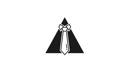 Black and white logo featuring a tie inside a triangle, representing business.