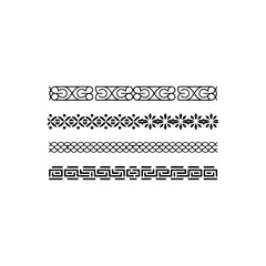 bundle of 5 decorative borders, solid black shapes, vector