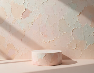 Artistic Skincare Mockup with Crumpled Pastel Paper and Minimal Product Platform