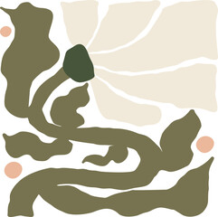 Matisse curves aesthetic. Groovy Abstract Flower art. Organic Floral Hand Drawn doodle in trendy naive retro 60s 70s