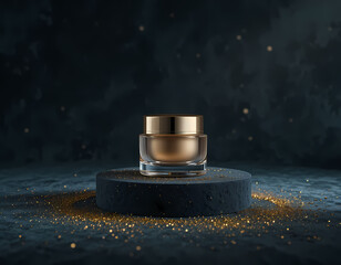 Luxury Velvet and Gold Cosmetic Mockup with Premium Skincare Display