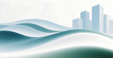 3D Minimalist Business City Architecture Main Visual Background