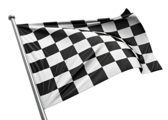black and white checkered flags for a race finish isolated on a transparent background.