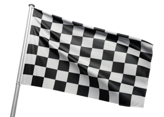 black and white checkered flags for a race finish isolated on a transparent background.