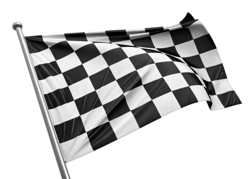 black and white checkered flags for a race finish isolated on a transparent background. - Powered by Adobe
