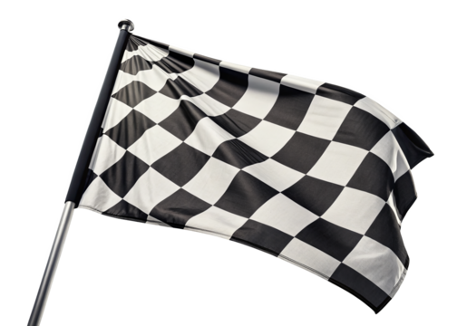 black and white checkered flags for a race finish isolated on a transparent background.