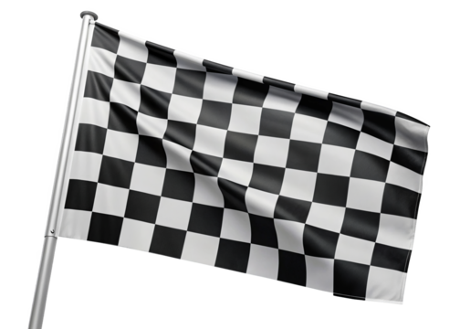 black and white checkered flags for a race finish isolated on a transparent background.