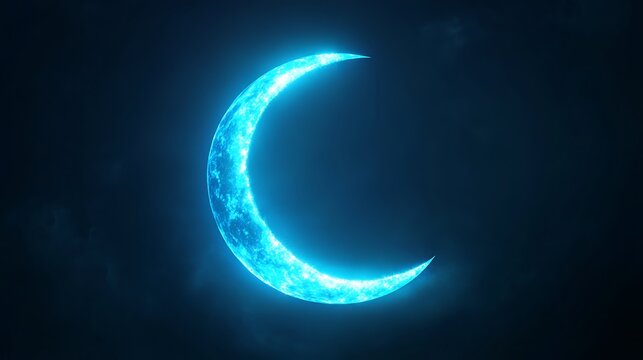 Illuminating Crescent: A mesmerizing crescent moon glows with celestial energy against the backdrop of the deep, dark night.
