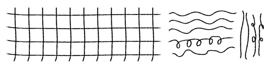 Hand Drawn Minimal Pattern Swatches. Grungy Hatching Line Textures on White Background