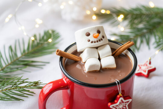 Hot chocolate with melted snowman

