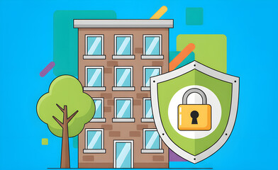 organization Security Concept with Shield and Padlock