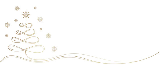 Obraz premium christmas tree with snowflake line art style. element