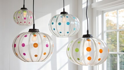 Polka Dot Glass Pendant Lights by a Window