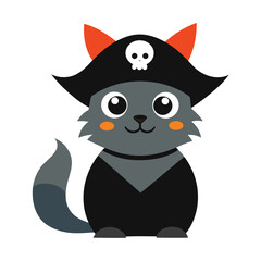 Ragdoll Cat Mascot Logo Wearing Pirate Hat and Eye Patch Vector