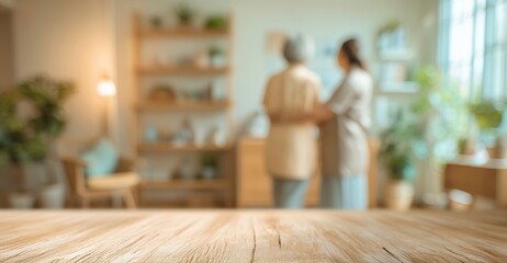 caregiver assisting senior woman at home