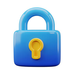 3D Digital Security Padlock Icon Concept with transparent background