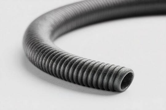 Flexible rubber hose showing detailed texture and curvature on a plain background