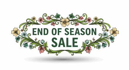 End of season sale with a floral frame. The design is elegant and eye-catching, perfect for promotional material. 