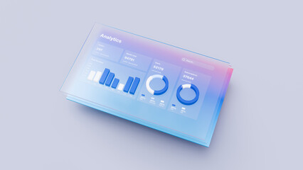 Blue Gradient Transparent 3D Analytics Dashboard