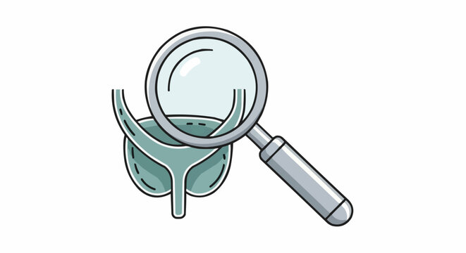 Image of the urinary bladder is examined by a magnifying glass. Illustrating the importance of healthcare and medical checkups