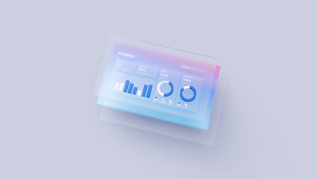 Blue Transparent 3D Analytics Dashboard