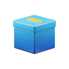 Modern Blue 3D Donation Ballot Suggestion Box Concept with transparent background