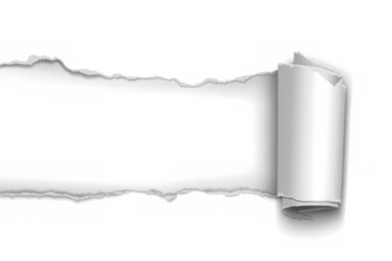 Realistic torn paper with rolled edge on transparent background - frame for your text or design
