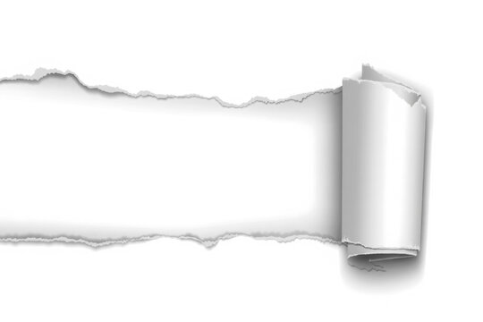 Realistic torn paper with rolled edge on transparent background - frame for your text or design
