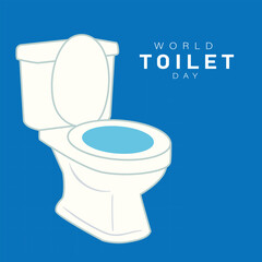 Simple White Toilet Illustration with Open Seat, for World toilet day