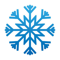 Snowflake icon sign symbol vector illustration isolated on a white background. Christmas icon. Abstract snow logo frost cold weather. Winter precipitation. Simple flat blue snowflake symbol. EPS 10.