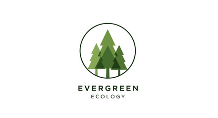 Logo featuring evergreen trees inside a circle, representing ecology and nature.