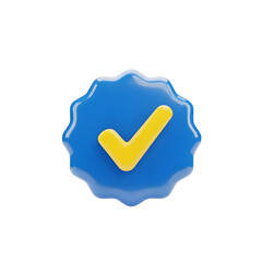 Modern 3D Verified Checkmark Success Icon Design with transparent background